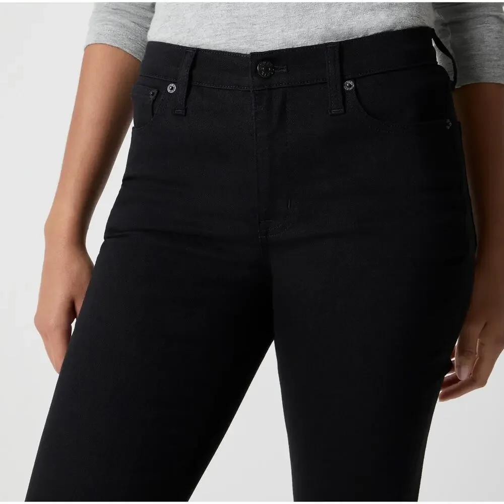J.Crew Flare Crop Black Jean All Day Stretch Classic Minimalist Denim US 31 NWT